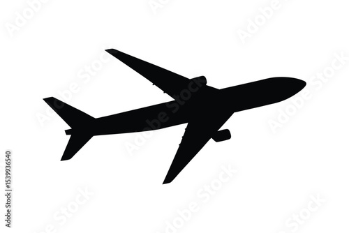 Silhouette art illustration of a flying airplane.eps