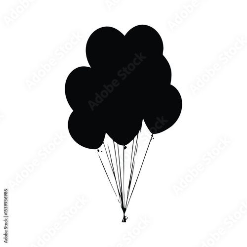 Black Balloon Silhouette Cluster Floating balloons