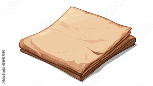 A digital illustration depicting a stack of several beige or light brown paper sheets. The paper appears slightly crumpled and folded, showing texture and shadowing to suggest depth. 