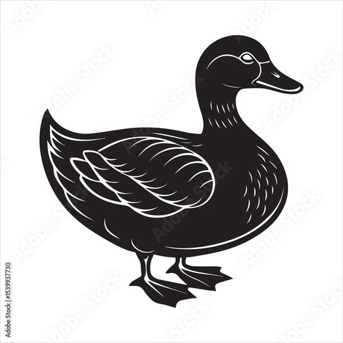 Duck silhouette vector illustration logo sticker