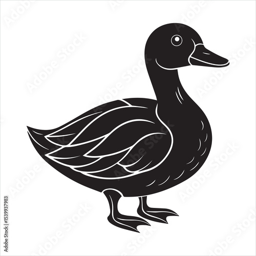 Duck silhouette vector illustration logo sticker