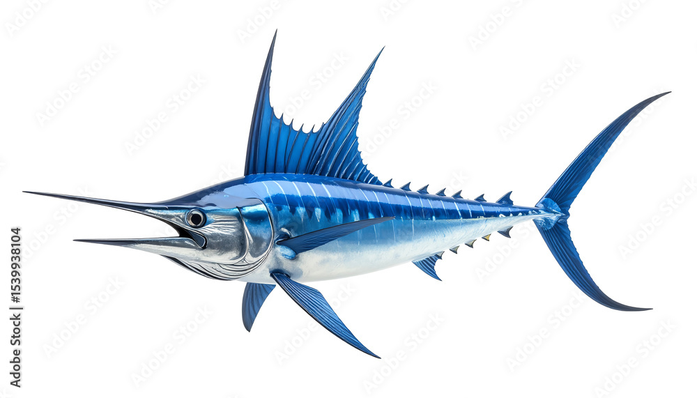 Naklejka premium Vibrant blue marlin swimming gracefully.