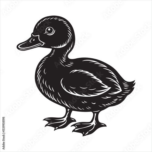 Duck silhouette vector illustration logo sticker
