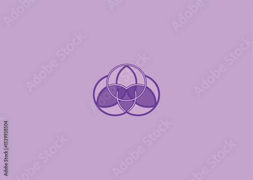 Violet triple circle logo with feminine geometric flow