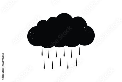 Silhouette art illustration of a rainy cloud.eps