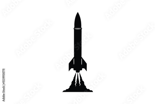 Silhouette art illustration of a rocket launching.eps