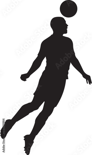 Silhouette of a soccer player jumping for a header