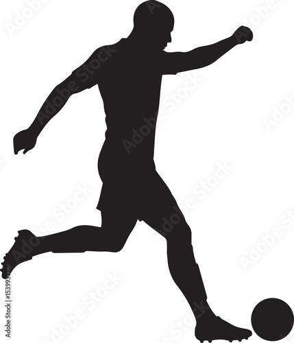 Silhouette of a soccer player making a straight kick