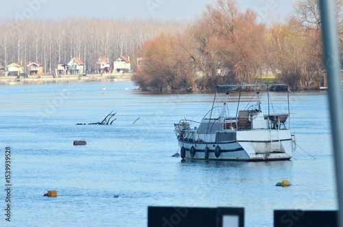 boat anchored on the river