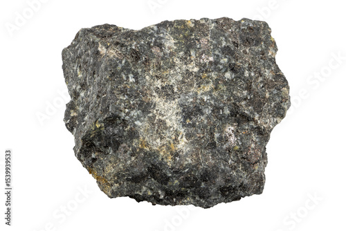 Close-up of gneiss mineral, isolated on white background.