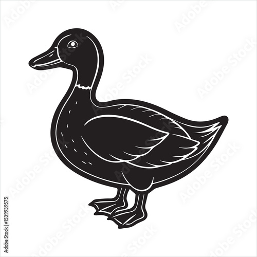 Duck silhouette vector illustration logo sticker