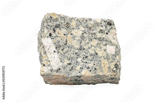 Close-up of porphyry mineral, isolated on white background.