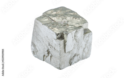 Close-up of galena mineral, isolated on white background.