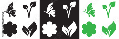 Organic Vegan icon. isolated on white and black background. Vector illustration. EPS 10