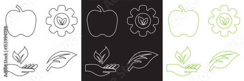 Organic Vegan icon. isolated on white and black background. Vector illustration. EPS 10
