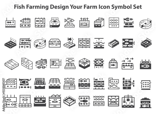 Fish Farming Design Your Farm Icon Symbol Set.svg. creative modern icon set, Professional Symbol download scalable vector file