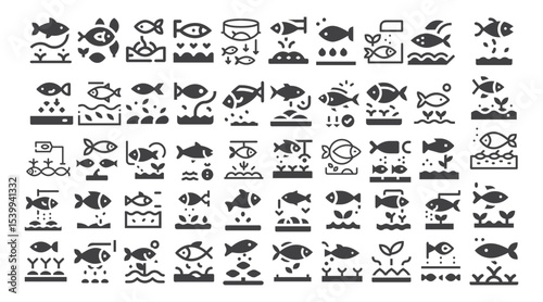 Fish Farming Source Quality Seed Icon Symbol Set.svg. creative modern icon set, Professional Symbol download scalable vector file