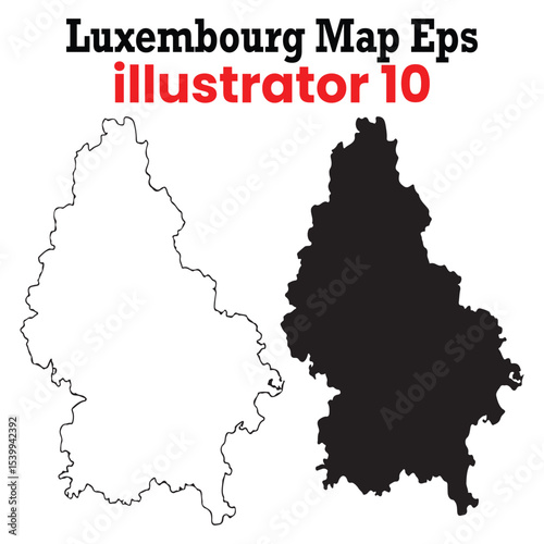 luxembourg map vector eps illustrator 10 editable silhouette and outline versions for digital and print cartography