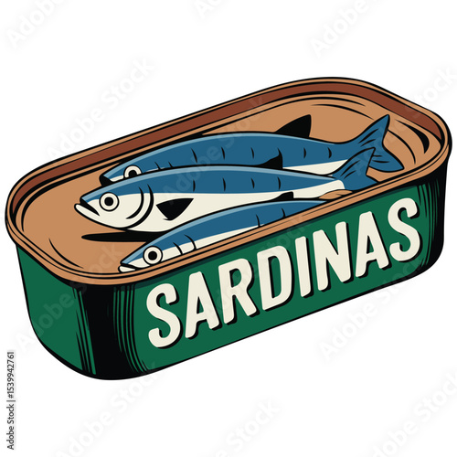 Portuguese canned sardines vector isolated white background