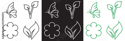 Organic Vegan icon. isolated on white and black background. Vector illustration. EPS 10