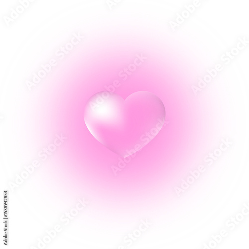 Bubble heart transparent on gradient pink blurred circle background 
