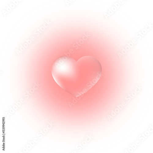 Bubble heart transparent on gradient peach blurred circle background 