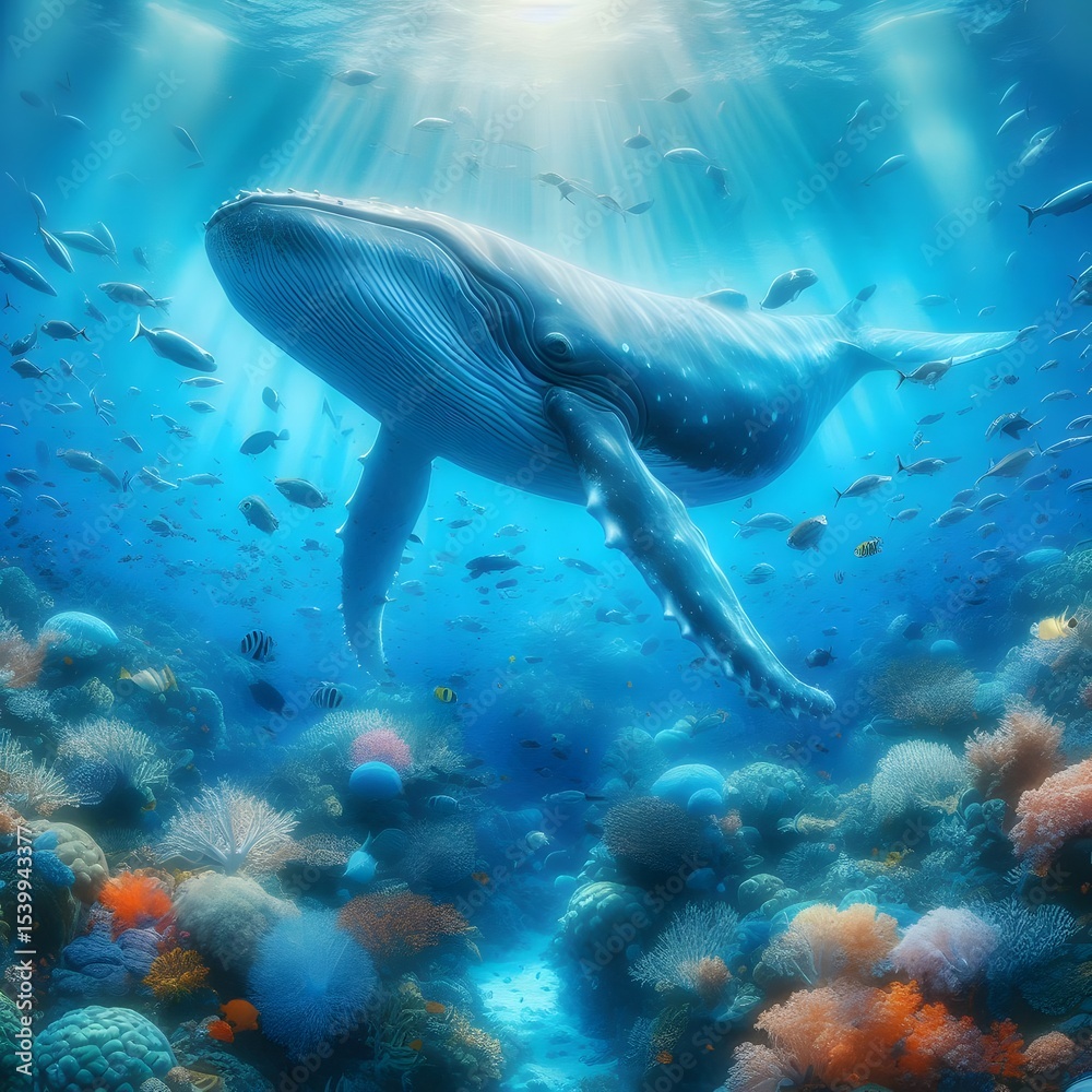 Obraz premium A swimming whale 