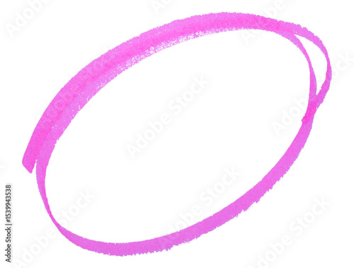 Round highlight doodle drawn with pink marker pen on transparent background