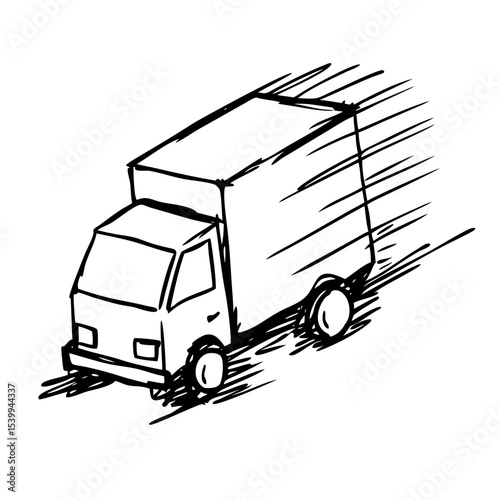 Simple hand-drawn delivery truck vector icon for shipping and logistics platforms