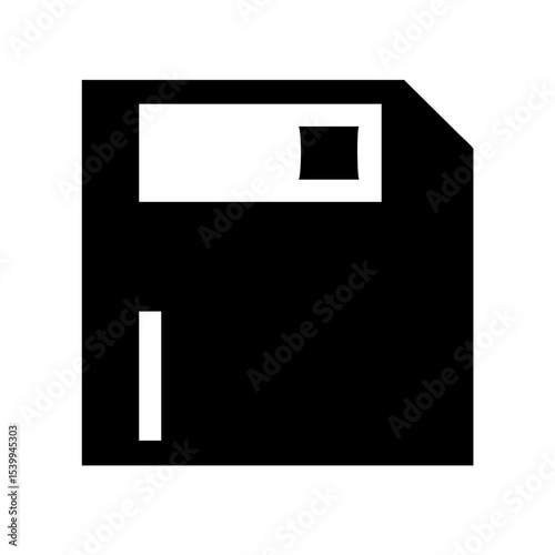 Classic floppy disk icon in simple black vector line style