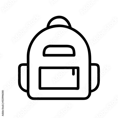 Simple black vector icon of a classic school backpack with straps