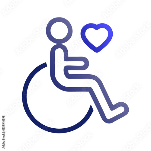 Heart-Inclusive Wheelchair Accessibility Icon Vector