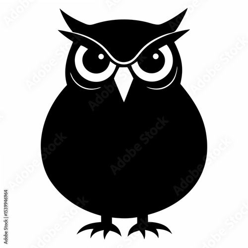 Owl Silhouette with Large Eyes
