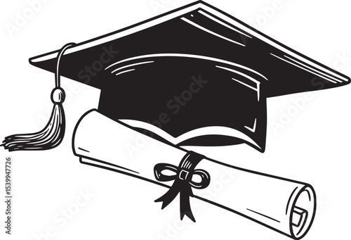 Graduation Cap and Diploma Celebrating Academic Achievement and Success