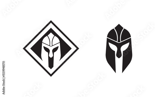 Spartan helmet vector icon illustration template v.8