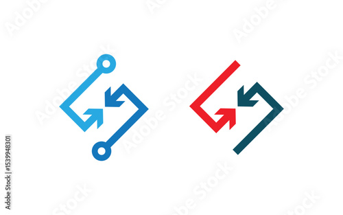 Digital Technology Circuit Modern icon Logo design v.3