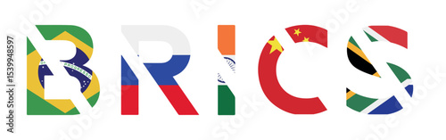 BRICS - Association of 5 countries: Brazil, Russia, India, China and South Africa - Vector illustration