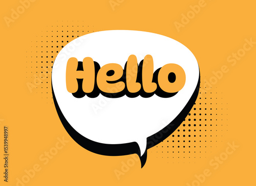 hello ,lettering in speech bubble illustration