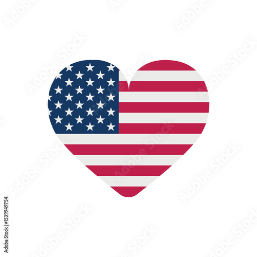 Official flag of the United States of America in the form of a heart - Vector illustration
