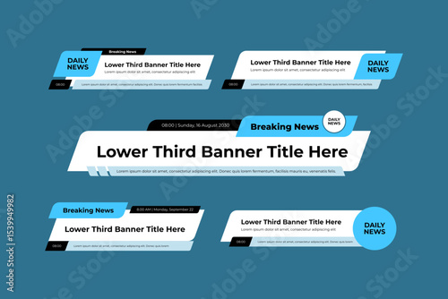 Blue White Clean Broadcast Title Strip