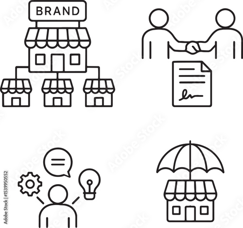 Set of Franchising management icon