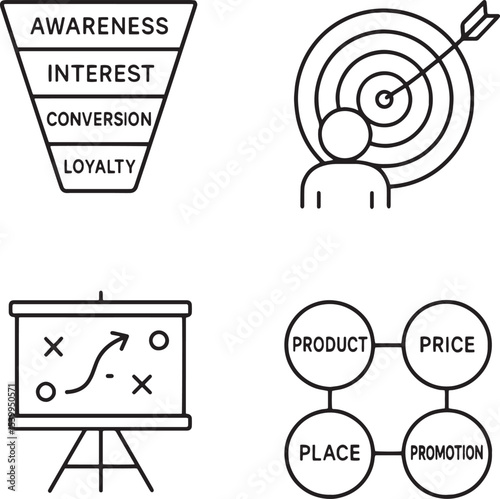 Set of Marketing Strategy Management icon