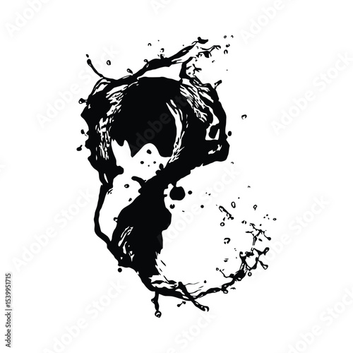 Black Ink Splash Abstract Design Monochrome Graphic