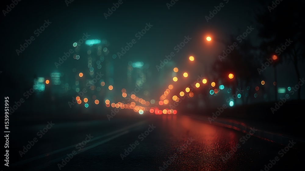 Naklejka premium Abstract urban night bokeh