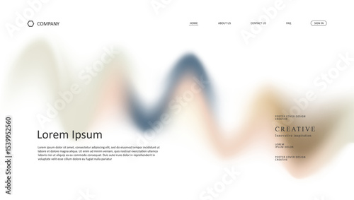 Abstract wave futuristic design of landing page. retro gradient mesh website design