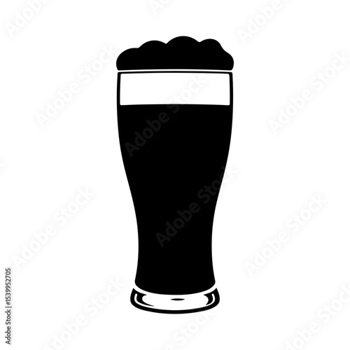Glass of beer silhouette icon vector flat design on white background