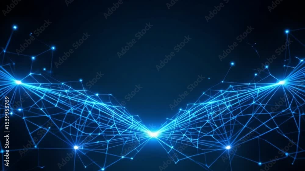 Abstract blue technology background with glowing stars and fractal light for digital communication