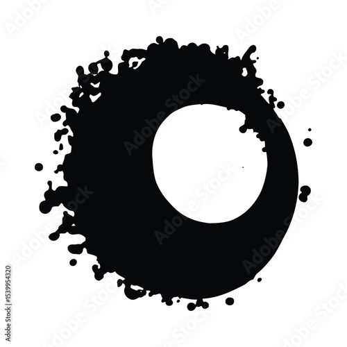 Black Ink Splotch Circular Frame White Center circle