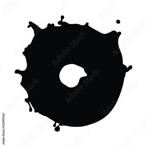 Black Ink Blob Splotch Circular Shape Splash image