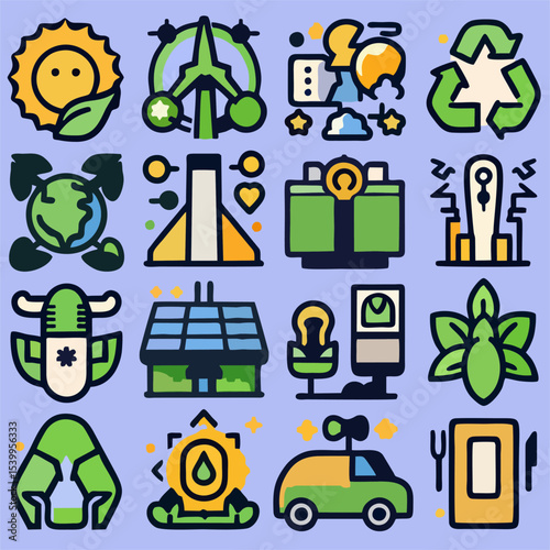 Environmentally Friendly Vector Icons for Green Projects
